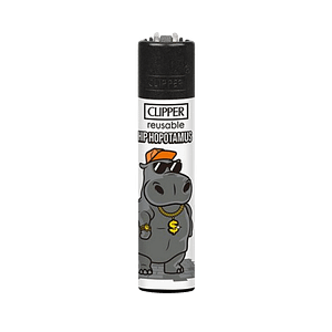 Briquet Clipper rechargeable N° 3 de la série Hippopotame
