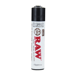Briquet Clipper rechargeable blanc logo "RAW"
