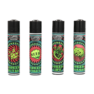 Collection de 4 briquets Clipper rechargeables - Série "Weed Billboard"