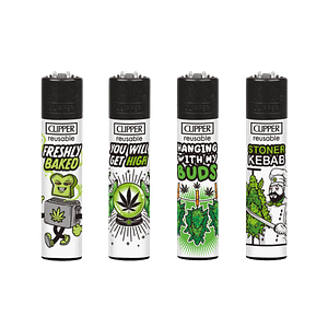 Collection "Weed Slogan 6" de 4 briquets Clipper rechargeables